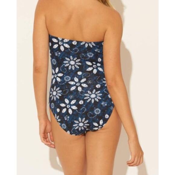 Bleu Rod Beattie Navy Blue One Piece Floral Sweethart Swimsuit size 4 NWT - Picture 3 of 6